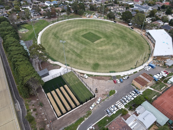 Aerial view of turf installation at Mt Waverley Reserve